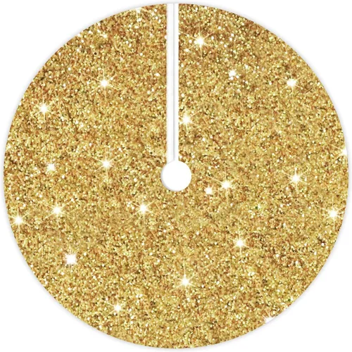 Vista 10 de Faldón para árbol de Navidad con lentejuelas doradas brillantes de 21 pulgadas, faldón de terciopelo con lentejuelas para árboles delgados, collar