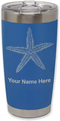 Vista 32 de LaserGram 20oz Vacuum Insulated Tumbler Mug, Starfish, Personalized Engraving Included (Black)