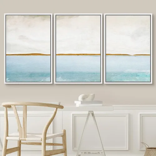 Vista 193 de SIGNWIN Lienzo enmarcado para pared, juego de arte pastel con cadena montañosa, bosque, niebla, naturaleza silvestre, ilustraciones modernas, arte