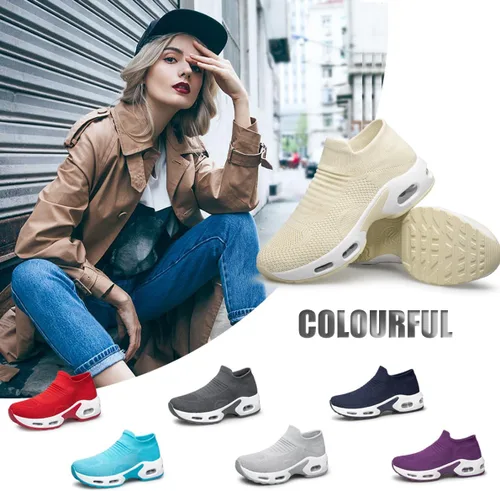 Vista 3 de YHOON - Zapatos deportivos para caminar para mujer, sin cordones, para enfermería, trabajo, con cámara de aire, de malla, informales, para correr