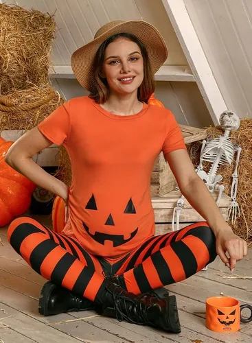 Vista 5 de Spadehill Camisa de manga corta divertida de maternidad de Halloween para mujer