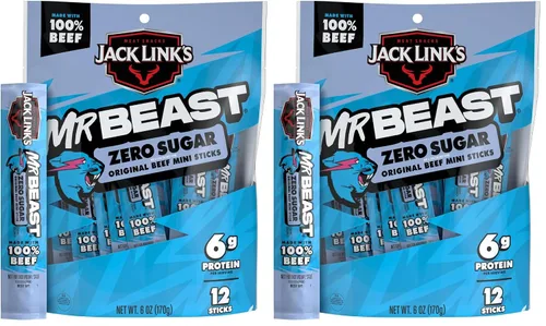 Vista 8 de Jack Link's Palitos de ternera, Original – Bocadillo de proteínas, palito de carne con 0.23 oz de proteína, hecho con 100% carne de res, palitos
