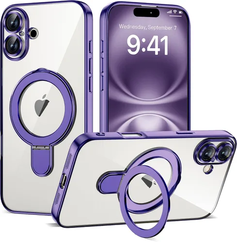 Vista 74 de Funda compatible con iPhone 12 con soporte de anillo magnético invisible [compatible con Mag-Safe] [Protector completo de lente de cámara] Funda