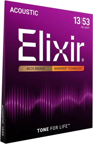Vista 14 de Elixir, cuerdas de bronce para guitarra acústica 80/20 con recubrimiento Polyweb, extralivianas (.010-.047)