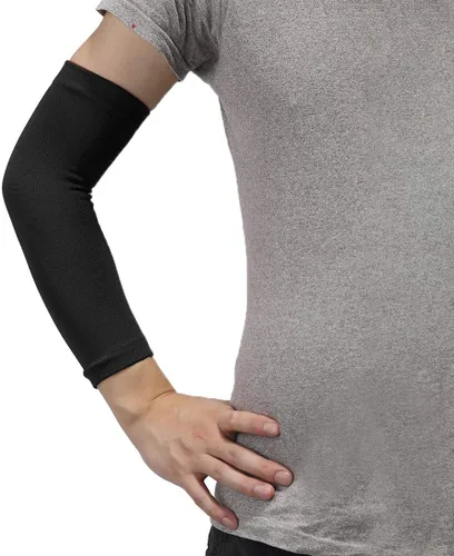 Vista 2 de uxcell Mangas de compresión transpirables para hombre, mangas de brazo con soporte para codo para deportes