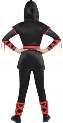 Vista 6 de Amscan Disfraz de Halloween de Ninja definitivo para niñas, con leggings, cinturón y máscara