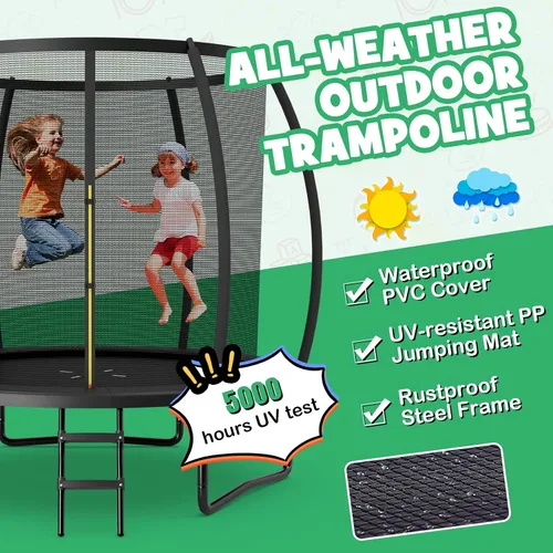 Vista 8 de Goplus Trampolines recreativos de 8 pies, 10 pies, 12 pies, 400 libras, trampolín para exteriores con cierre, escalera antideslizante, tecnología
