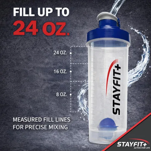 Vista 2 de Stayfit Classic Loop Top - Botella mezcladora de proteínas, 24 onzas, paquete de 3.