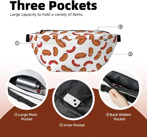 Vista 4 de Hotdog Fun Food - Cinturón para perros calientes con correa ajustable para mujeres y hombres