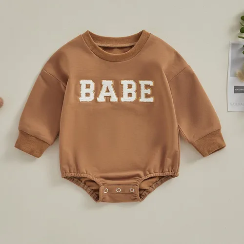 Vista 2 de Douhoow Linda sudadera para bebé, mameluco de punto gofre, ropa de bebé, niña, niño, otoño e invierno
