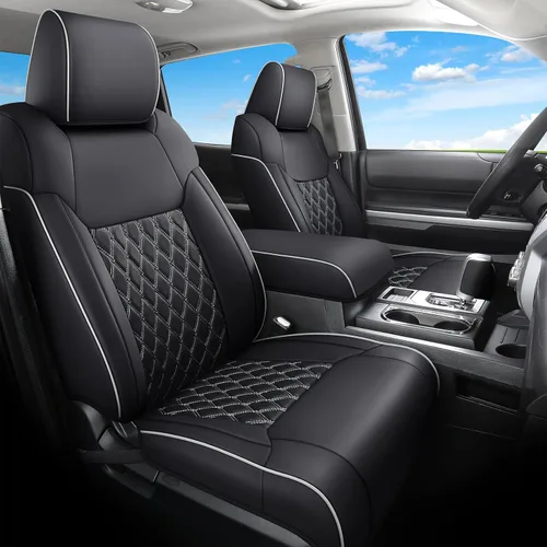 Vista 16 de Huidasource Fundas para asiento trasero de automóvil, de cuero (fila trasera, negro)