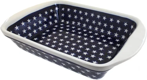 Vista 12 de Blue Rose Polish Pottery - Panadero rectangular grande con asas de tulipán azul, 11.5 x 9.25 pulgadas, único, apto para lavavajillas y duradero