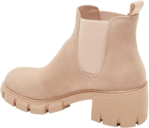 Vista 4 de Botas de estilo botas de combate de cuero y con plataforma y tacón grueso, tipo Chelsea, para mujer, hasta el tobillo