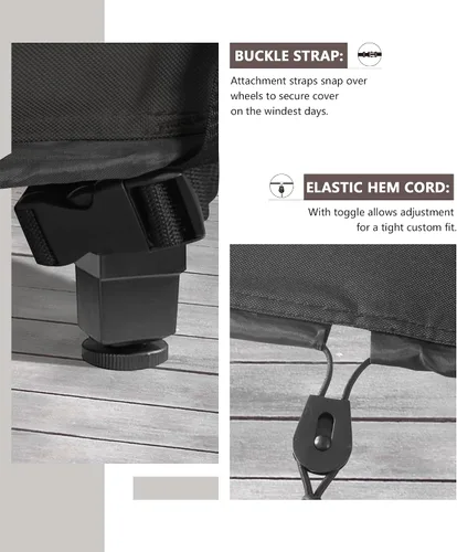 Vista 3 de ULTCOVER Cubierta Rectangular para Mesa de Fogata de Gas 42x24 pulgadas Impermeable de Servicio Pesado Cubierta de Fogata, Negro
