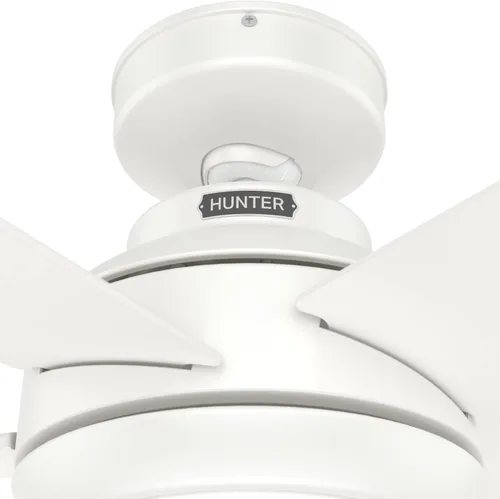 Vista 12 de Hunter 51697 - Ventilador de techo para interiores de 52 pulgadas con luz LED y control remoto, ventilador de techo blanco, montaje estándar, 5