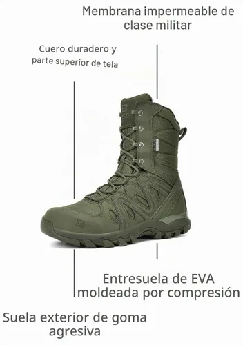 Vista 3 de XPETI X-FORCE Botas tácticas impermeables de 8 pulgadas Verde