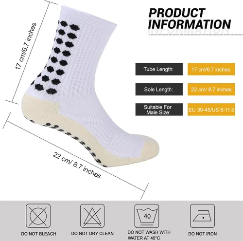 Vista 2 de Ultrafun 35 pares de calcetines de fútbol con almohadillas de agarre, antideslizantes, para fútbol, baloncesto, deportes, para hombres y mujeres