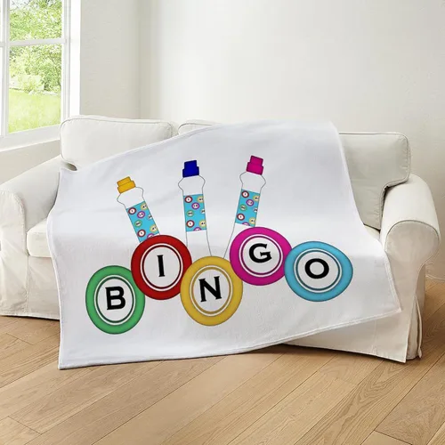 Vista 5 de CafePress BINGO with MARKERS - Manta de forro polar súper suave, 60 x 50 pulgadas