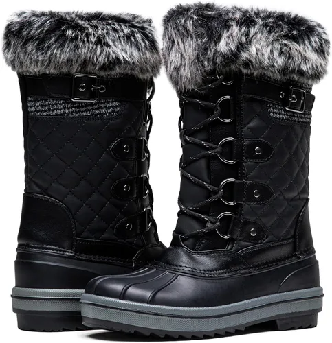 Vista 6 de Vepose Botas de nieve de invierno 974A para mujer, impermeables, cómodas, de media pantorrilla, para invierno
