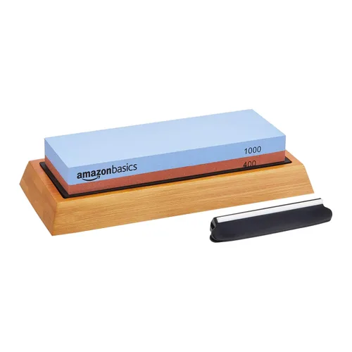Vista 10 de Amazon Basics Piedra afiladora de cuchillos Whetstone de piedra húmeda de doble cara con piedras de grano 400/1000 y 3000/8000, piedra