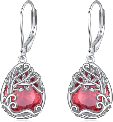 Vista 20 de Aretes colgantes con forma de lágrima de filigrana de piedra lunar de plata de ley 925 con cierre de palanca para mujer, regalos de joyería