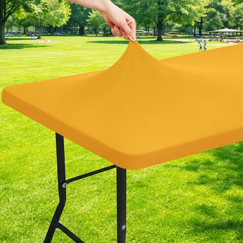 Vista 49 de Moosfor Mantel rectangular de elastano de 4 pies, manteles elásticos ajustables para pícnic, funda elástica y lavable para mesa de patio para Azul