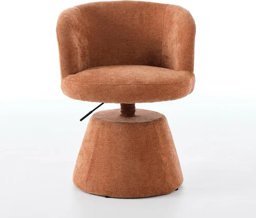 Vista 8 de Upholstered Swivel Bar Chair, Ergonomic Thick Padded Round Dining Chair Accent Vanity Chair Adjustable Height for Bedroom,Kitchen Island & Beige