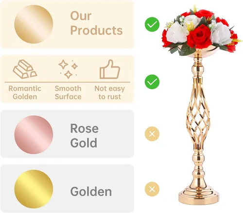 Vista 7 de 2 piezas de centros de mesa de boda para mesas de recepción, soportes de velas retorcidas, adornos, centros de mesa de metal con jarrón de flores