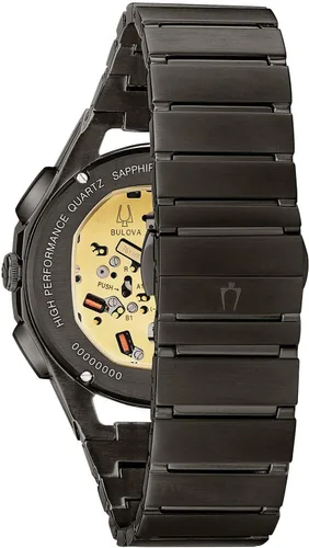 Vista 2 de Bulova Reloj cronógrafo automático para hombre con correa de acero inoxidable 98A206, Negro -, Pulsera