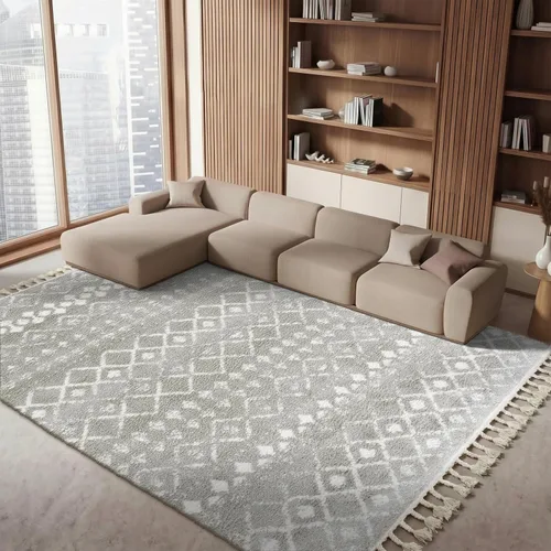 Vista 35 de SAFAVIEH Berber Fringe Shag Collection - Alfombra decorativa de 2 pies 2 pulgadas x 4 pies, color crema y gris oscuro, diseño que no desprende