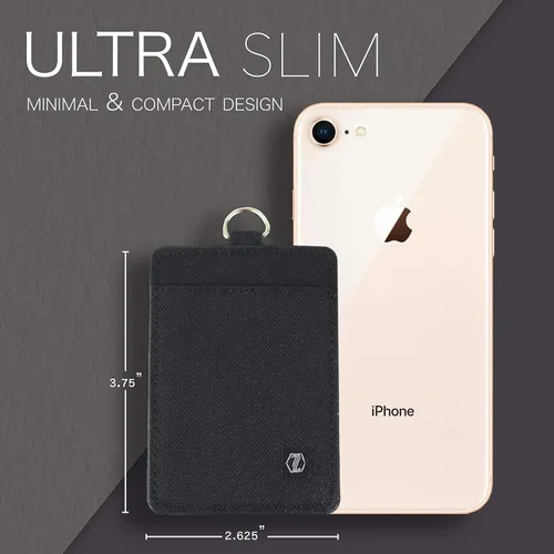 Vista 6 de Slim Zario - Llavero para cartera, llavero minimalista con tarjetero RFID para mujeres y hombres, Negro -, Minimalista
