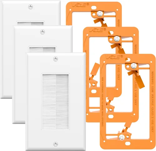 Vista 16 de VCE Placa de pared de cepillo con soporte, inserto de paso de cable, cubierta de pared decorativa de una sola banda para cables de bajo voltaje