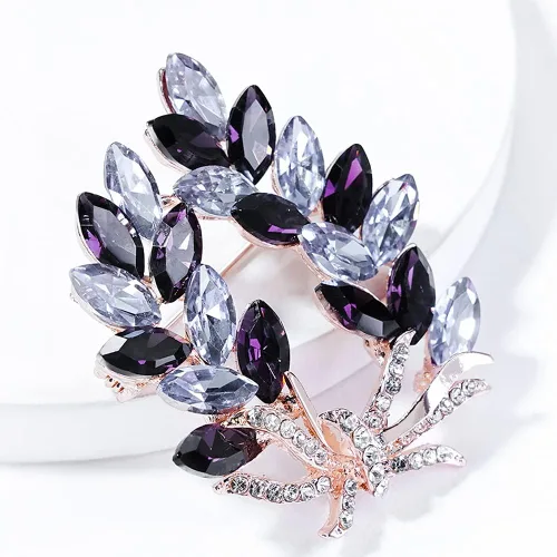Vista 2 de Adyanl Broche de ramo de zinnia de cristal artificial, elegante y brillante, accesorio de moda para mujeres y niñas