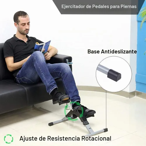 Vista 5 de Bicicleta estática plegable para debajo del escritorio, ejercitador de pedal de brazo y pierna portátil