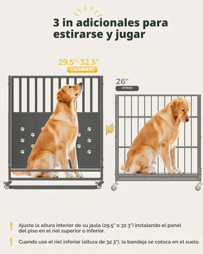 Vista 5 de Cammoo Jaula resistente de 48 pulgadas para perros grandes, paneles mejorados a prueba de masticación, panel de suelo ampliado con comodidad