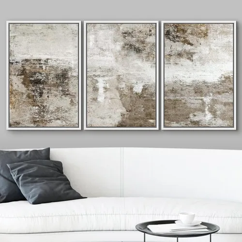 Vista 122 de wall26 Lienzo enmarcado para pared, juego de arte de acuarela pastel, paisaje rural, ilustraciones con formas abstractas, arte moderno, decorativo