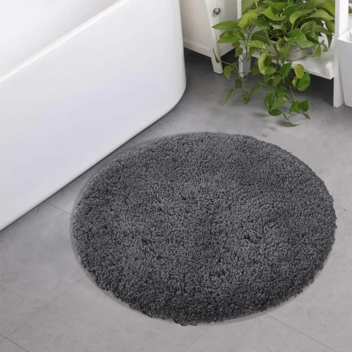 Vista 11 de Seavish Alfombra de baño de contorno beige de lujo, alfombras de baño peludas de 19.6 x 19.6 pulgadas, antideslizante, eficiente, absorbente