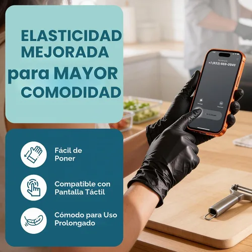 Vista 6 de GUSTO Black Nitrile Gloves - Disposable Heavy Duty 6 Mil