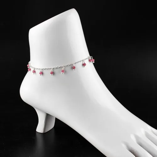 Vista 10 de Yanara Tobilleras de piedras preciosas para mujer, piedra natal natural, chapada en plata, joyería hecha a mano en 8.5 + 1.5 pulgadas, cristales