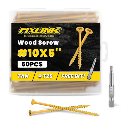 Vista 24 de Tornillos para madera de 2-1/2 pulgadas, tornillos de cubierta FIXLINK #10 x 2-1/2 pulgadas, 105 unidades, punta estrella T25 por encima de 1500