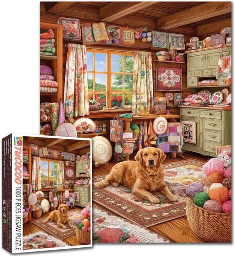 Vista 9 de Tucocoo Rompecabezas de biblioteca de 1000 piezas para adultos, librería, librería, 1000 piezas, rompecabezas de sala de lectura, decoración de sala