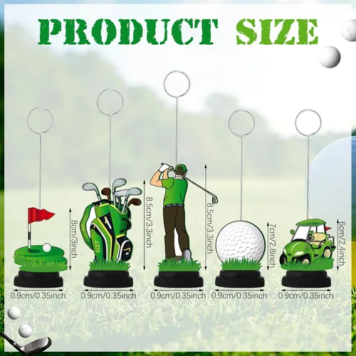 Vista 2 de RattanView 5 piezas de soporte para globos de fotos de pelota de golf, centros de mesa, decoración temática de golf, soporte para tarjetas de lugar