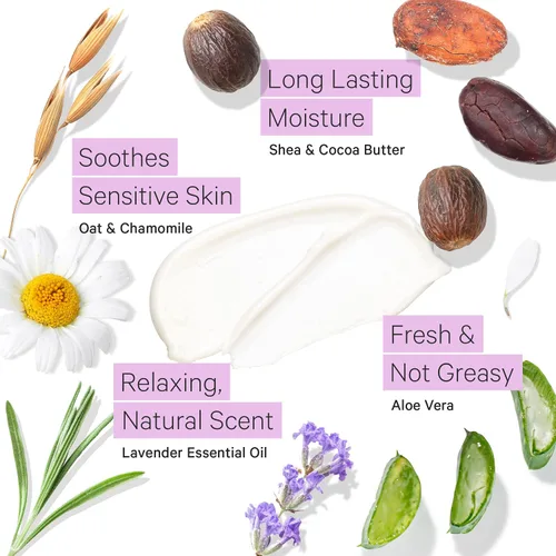 Vista 4 de Tree to Tub Loción corporal de manteca de karité de lavanda para piel seca y piel sensible, lavado facial para piel seca, loción hidratante