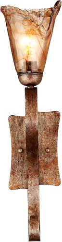 Vista 5 de Amber Scroll - Juego de apliques de pared de bronce de vidrio de 23 1/2 pulgadas