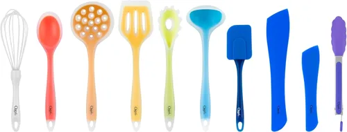 Vista 7 de Utensilios de cocina Ozeri. Set de 11 piezas de silicona todo-en-uno, multicolor.