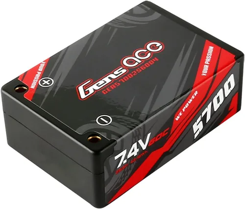 Vista 2 de Gens ace 5700mAh 7.4V 60C 2S3P HardCase Lipo Batería Sillín Pack 12 # con 0.157 in Bullet a T Plug (2 piezas)