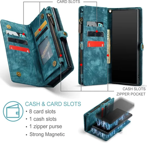 Vista 3 de Asuwish Funda de teléfono para Samsung Galaxy Note 10 Glaxay Note10 5G con cremallera, funda desmontable con protector de pantalla de vidrio