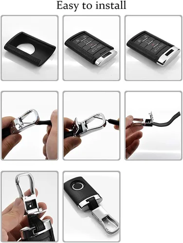 Vista 5 de Ontto Funda de llavero de cuero plástico ABS Cadillac con llavero de aleación de zinc para Cadillac CTS XTS ATS SLS SRX (rojo)