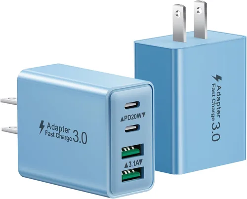 Vista 12 de Bloque de carga USB C, cargador de pared USB C de 40 W, adaptador de corriente PD de doble puerto, enchufe de pared QC USB C, bloque de carga rápida