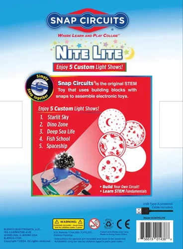 Vista 6 de SNAP CIRCUITS Nite Light STEM Electronics Set for Kids Ages 8+